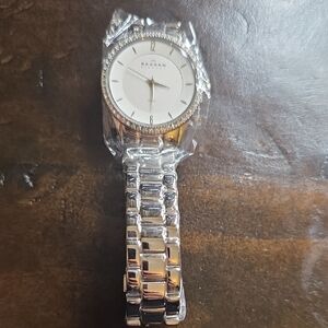 Skagen Silver Watch with White Dial